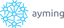 Logo de l'entreprise Ayming. Client du jeu team building en ligne avec animateur PlaySquad.