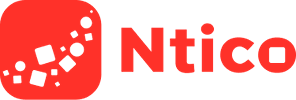 Logo de l'entreprise Ntico. Client du jeu team building en ligne avec animateur PlaySquad.